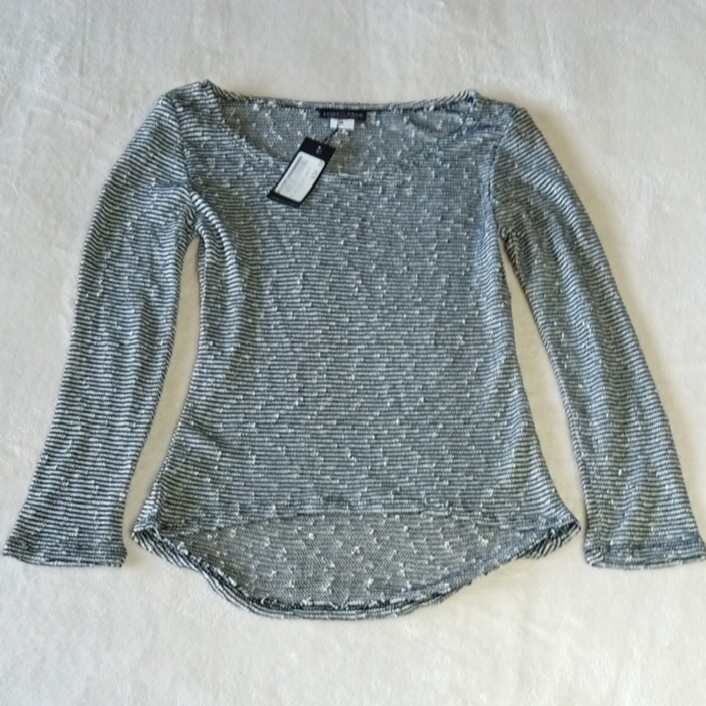 Lori & Jane Women's Black and White Striped Long Sleeve Top. Size M. NWT